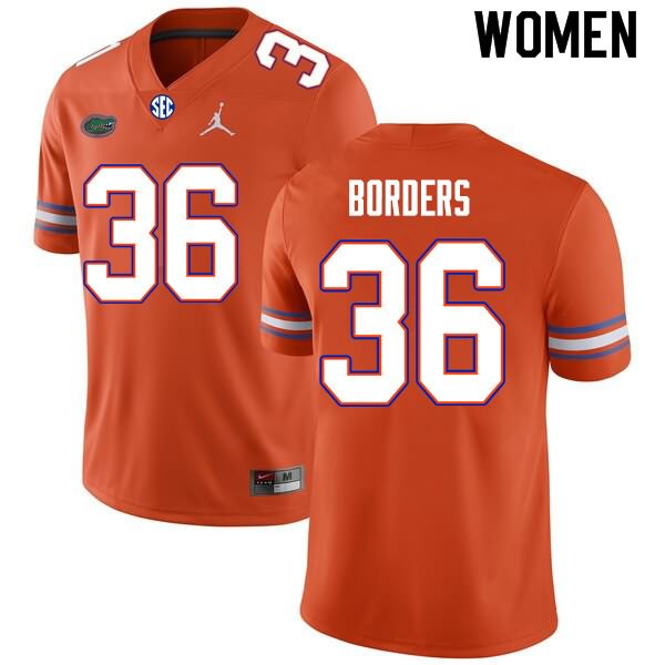 Women's NCAA Florida Gators Chief Borders #36 Stitched Authentic Nike Orange College Football Jersey HEM3565HA